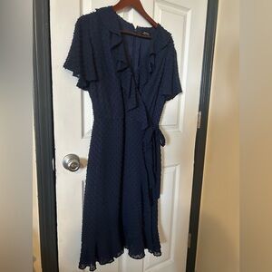 Tahari Midnight Blue Textured Dress